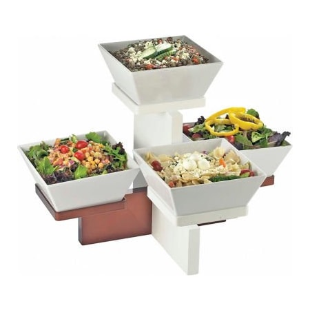 Cal-Mil Cal-Mil Luxe Multi Level 4 Bowl Display White and Stainless Steel 20"W x 16"D x 13-1/2"H 3024-55